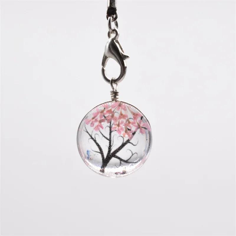 Dried Flower Life Tree Pendant Glass Ball Charms