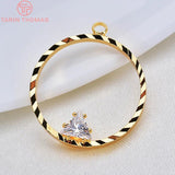 10PCS 21x23MM 24K Plated Brass Zircon Charms Pendants DIY Jewelry Findings
