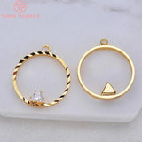 10PCS 21x23MM 24K Plated Brass Zircon Charms Pendants DIY Jewelry Findings
