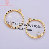 10PCS 21x23MM 24K Plated Brass Zircon Charms Pendants DIY Jewelry Findings