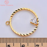 10PCS 21x23MM 24K Plated Brass Zircon Charms Pendants DIY Jewelry Findings