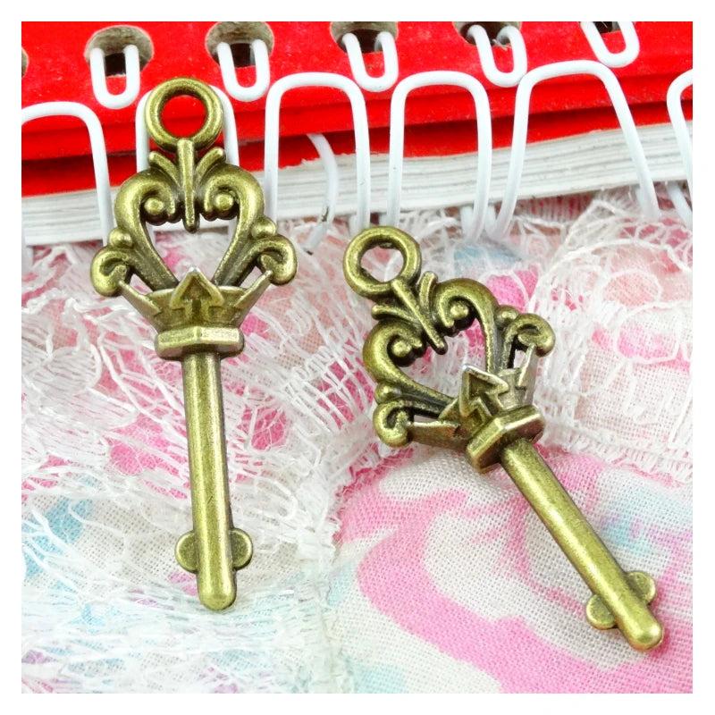 40pcs Antique Bronze Plated Key Charms Vintage Jewelry Pendants