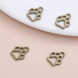 150Pcs Dog Paw Print Charm Metal Accessories for Necklace Bracelet DIY