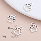 150Pcs Dog Paw Print Charm Metal Accessories for Necklace Bracelet DIY