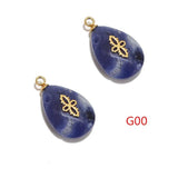 4pcs Stainless Steel Stone Water Drop Charms Pendants