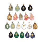 4pcs Stainless Steel Stone Water Drop Charms Pendants
