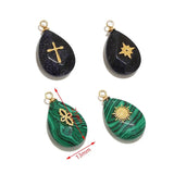 4pcs Stainless Steel Stone Water Drop Charms Pendants