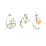 4pcs Stainless Steel Stone Water Drop Charms Pendants