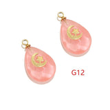 4pcs Stainless Steel Stone Water Drop Charms Pendants