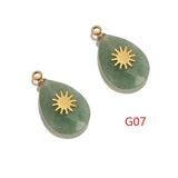 4pcs Stainless Steel Stone Water Drop Charms Pendants