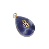 4pcs Stainless Steel Stone Water Drop Charms Pendants