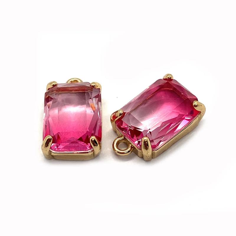 6pcs Stone Crystal Pendant Rectangle Bulk Jewelry Making