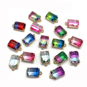 6pcs Stone Crystal Pendant Rectangle Bulk Jewelry Making