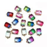 6pcs Stone Crystal Pendant Rectangle Bulk Jewelry Making