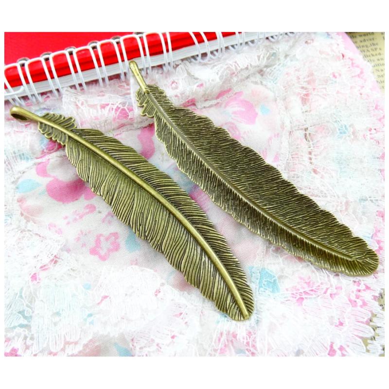 10pcs Antique Bronze Feather Pendants Charm for Jewelry Making