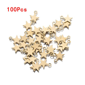 100Pcs Raw Brass Star Charms Mini Five-pointed Star Charms