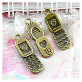 50 Antique Bronze Mobile Phone Charms DIY Necklace Pendant