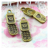 50 Antique Bronze Mobile Phone Charms DIY Necklace Pendant