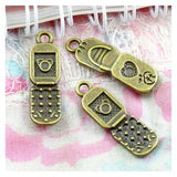 50 Antique Bronze Mobile Phone Charms DIY Necklace Pendant