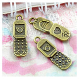 50 Antique Bronze Mobile Phone Charms DIY Necklace Pendant