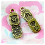 50 Antique Bronze Mobile Phone Charms DIY Necklace Pendant