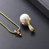 Stainless Steel Pearl Urn Pendant Necklace - Cremation Keepsake Ashes Holder