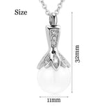 Stainless Steel Pearl Urn Pendant Necklace - Cremation Keepsake Ashes Holder