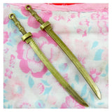 10Pcs Samurai Sword Bronze Antique Silver Plated Pendants DIY Crafts Making Find