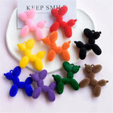 10Pcs 3D Flocking Balloon Dog Resin Charms Jewelry DIY Pendants