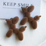 10Pcs 3D Flocking Balloon Dog Resin Charms Jewelry DIY Pendants