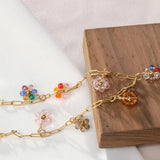 20pcs Flower Crystal Beads Multicolor Stainless Steel Jewelry Making DIY