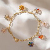 20pcs Flower Crystal Beads Multicolor Stainless Steel Jewelry Making DIY
