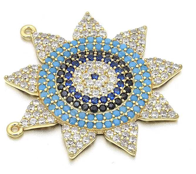 Brass CZ Charms Pendants, Mixed Color, 28x28mm, Hole: 0.5mm