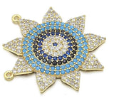 Brass CZ Charms Pendants, Mixed Color, 28x28mm, Hole: 0.5mm