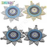 Brass CZ Charms Pendants, Mixed Color, 28x28mm, Hole: 0.5mm