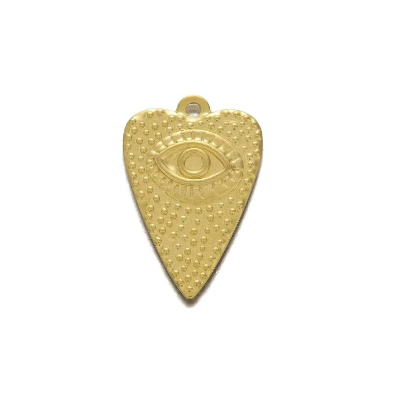 10Pcs Brass Sacre Heart Charms Evil Eye Heart Pendant
