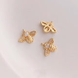 5Pcs 14K Plated Brass Zircon Bee Charms Pendant Jewelry Making