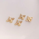 5Pcs 14K Plated Brass Zircon Bee Charms Pendant Jewelry Making
