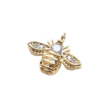 5Pcs 14K Plated Brass Zircon Bee Charms Pendant Jewelry Making