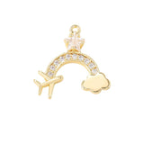 2Pcs Airplane Rainbow Charm Pendants for DIY Jewelry Making