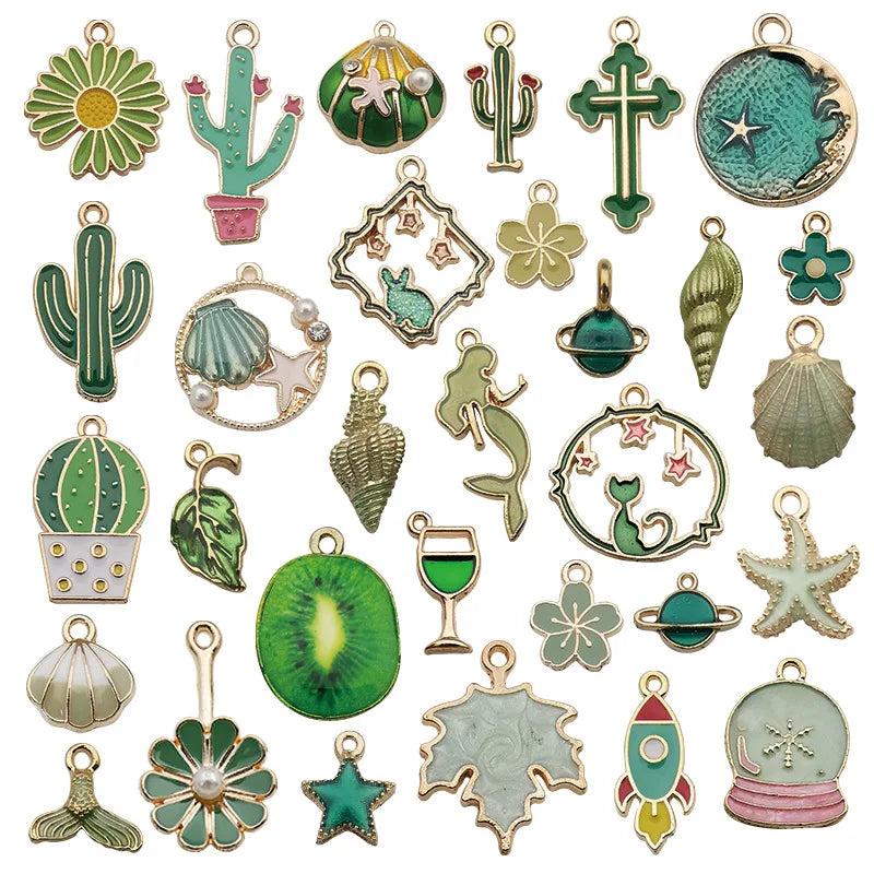 31Pcs Mixed Alloy Enamel Charms Pendant for Women Diy Earring Necklace