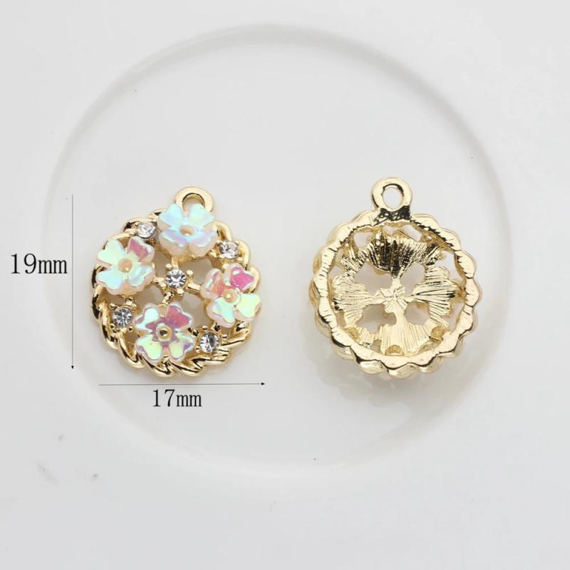 Zinc Alloy Flowers Heart Bow Geometric Pendant Charms 6pcs/lot