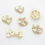 Zinc Alloy Flowers Heart Bow Geometric Pendant Charms 6pcs/lot