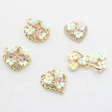 Zinc Alloy Flowers Heart Bow Geometric Pendant Charms 6pcs/lot