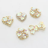 Zinc Alloy Flowers Heart Bow Geometric Pendant Charms 6pcs/lot