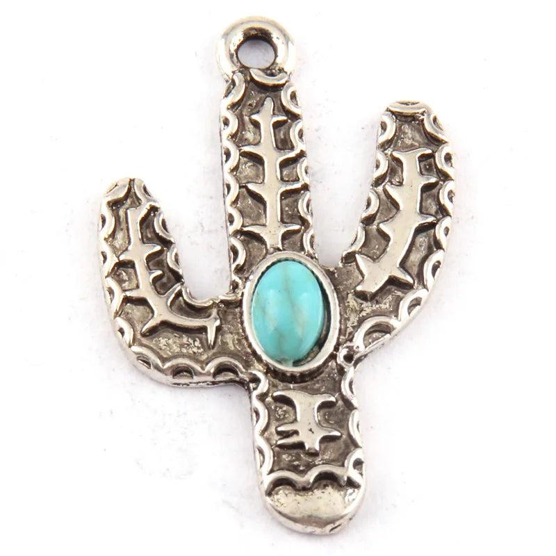 Cactus Stone Alloy Charm Pendant for DIY Jewelry Making