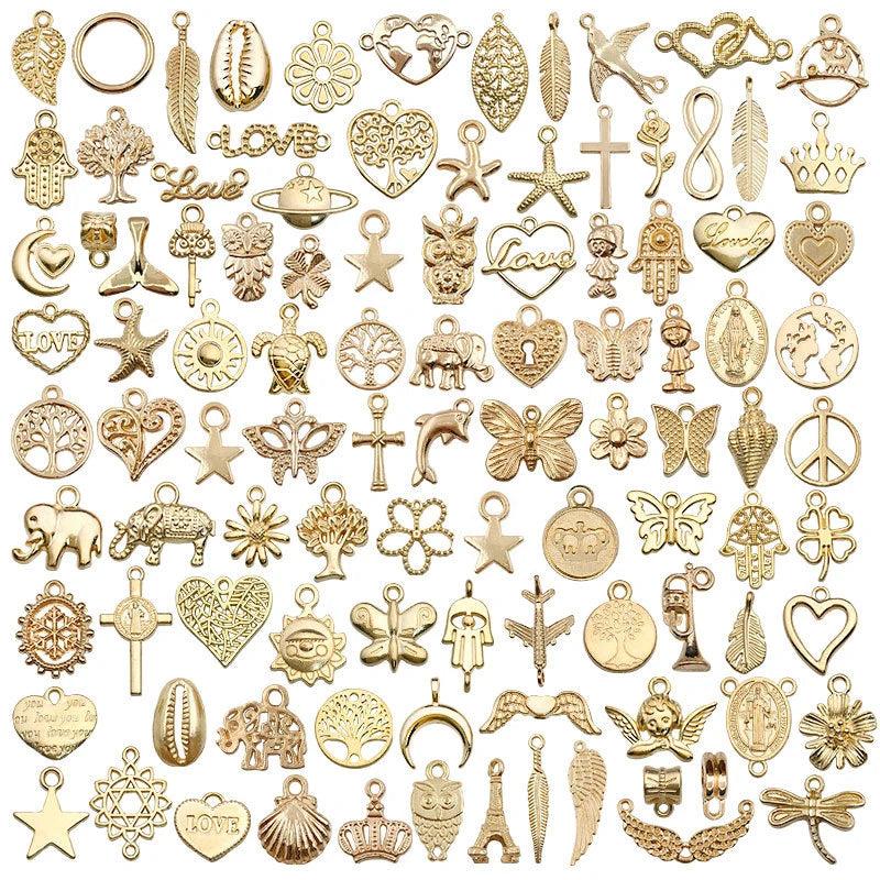 100pcs Mixed Animal Heart Charms for Bracelet Necklace Making