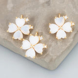 Petite 18k Plated Petal Shape Zircon Pendants 6pcs