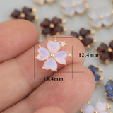 Petite 18k Plated Petal Shape Zircon Pendants 6pcs