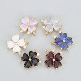 Petite 18k Plated Petal Shape Zircon Pendants 6pcs
